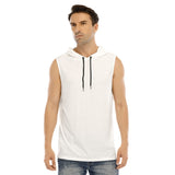 White All-Over Print Men's Tank Hooded Vest