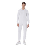 White All-Over Print Men's Hooded Jumpsuit