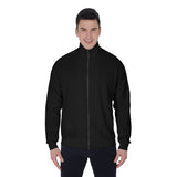 Black All-Over Print Men's Stand Collar Jacket