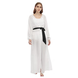 White All-Over Print Women's Beach Long Coat