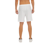 White All-Over Print Men's Beach Shorts With Elastic Waist