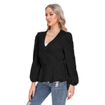 Black All-Over Print Women's Long Sleeve Shirt