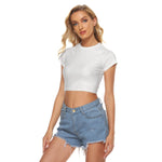 White All-Over Print Women's Raglan Cropped T-shirt