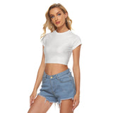 White All-Over Print Women's Raglan Cropped T-shirt