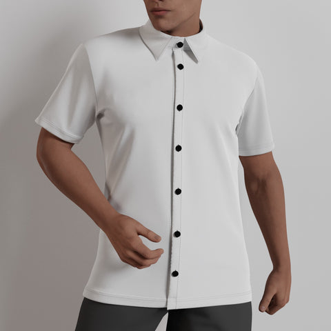 White All-Over Print Men's Shirt