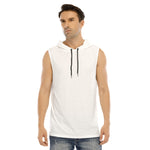 White All-Over Print Men's Tank Hooded Vest