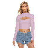 Pink All-Over Print Women's Hollow Chest Keyhole Tight Crop Top