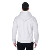 White All-Over Print Men's Sherpa Fleece Zip Up Hoodie