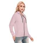 Pink All-Over Print Women's Hoodie With Zipper