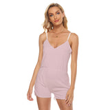 Pink All-Over Print Women's V-neck Cami Romper