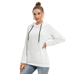 White All-Over Print Women's Crop Top Hoodie With Zipper Closure