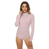 Pink All-Over Print Women's Turtleneck Long Sleeve Bodysuit