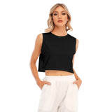 Black All-Over Print Women's Sleeveless Cropped Top