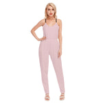 Pink All-Over Print Women's High Waist V-neck Cami Jumpsuit