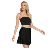 Black All-Over Orint Women's Mesh Short Skirt