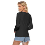 Black All Over Print Women's Stretchable long Sleeve Top