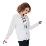 White All-Over Print Women's Zip Up Hoodie