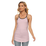 Pink All-Over Print Women's Skinny Criss-Cross Open Back Tank Top