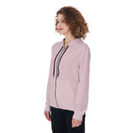 Pink All-Over Print Women's Zip Up Hoodie