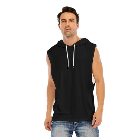 Black All-Over Print Men’s Hooded Tank Top