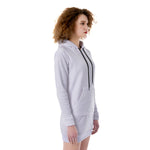 White All-Over Print Women's Heavy Fleece Long Hoodie