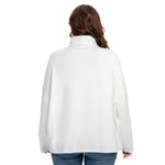 White All-Over Print Women's Turtleneck Imitation Knitted Sweater (Plus Size)