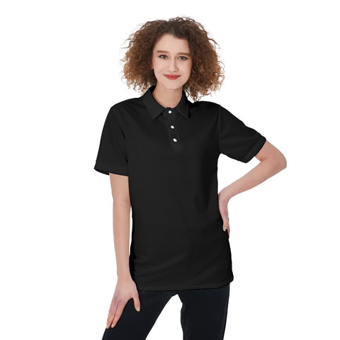 Black All-Over Print Women's Polo Shirt