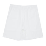 White All-Over Print Men's Beach Shorts With Elastic Waist