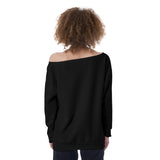 Black All-Over Print Oversized Women's Off-Shoulder Sweatshirt