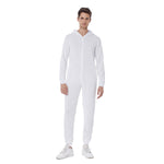 White All-Over Print Men's Hooded Jumpsuit