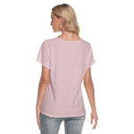 Pink All-Over Print Women's Loose V-neck Short Sleeve T-shirt