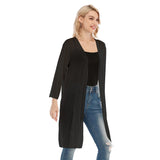 Black  All-Over Print Women's V-neck Mesh Cardigan