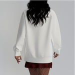 White All-Over Print Women's Raglan Sleeve Sweatshirt