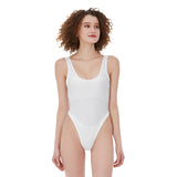 White All-Over Print Women's High Cut One-piece Swimsuit