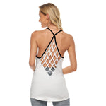 White All-Over Print Women's Skinny Criss-Cross Open Back Tank Top