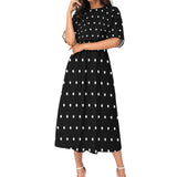 Polka Dots All-Over Print Women's Elastic Waist Dress