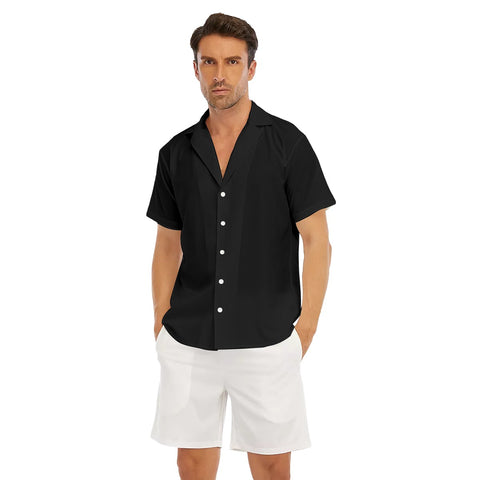 Black All-Over Print Men's Deep V-neck Short Sleeve T-shirt