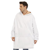 White All-Over Print Unisex Sherpa Fleece Hoodie Blanket