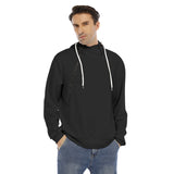 Black All-Over Print Men's Hoodie With Placket Double Zipper