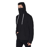 Black All-Over Print Men's Pullover Hoodie With Mask