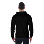 Black All-Over Print Zip Up Hoodie With Pocket