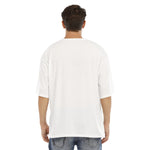 White All-Over Print Men's Drop Shoulder T-shirt With Short Sleeve