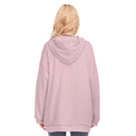 Pink All-Over Print Women's Long Hoodie With Zipper Closure