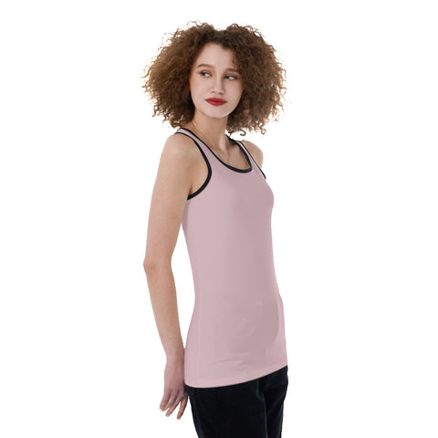 Pink All-Over Print Women's Back Hollow Tank Top