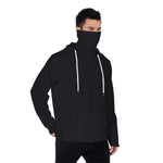 Black All-Over Print Men's Pullover Hoodie With Mask