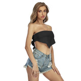 Black All-Over Print Women's Triangle Tube Top