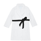 White All-Over Print Men's Borg Fleece Robe