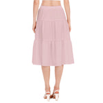 Pink All-Over Print Women's Stitched Pleated Chiffon Skirt