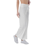 White All-Over Print Women's High-waisted Straight-leg Trousers