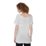 White All-Over Print Women's Large Off-Shoulder T-Shirt